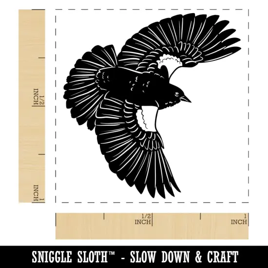 Red-Winged Blackbird Bird Flying Self-Inking Rubber Stamp Ink Stamper Sky Blue {1}