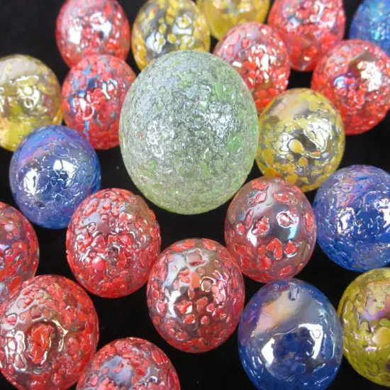 25 Glass Marbles STAR DUST Speckled Glitterbomb red green yellow blue Shooter {1}