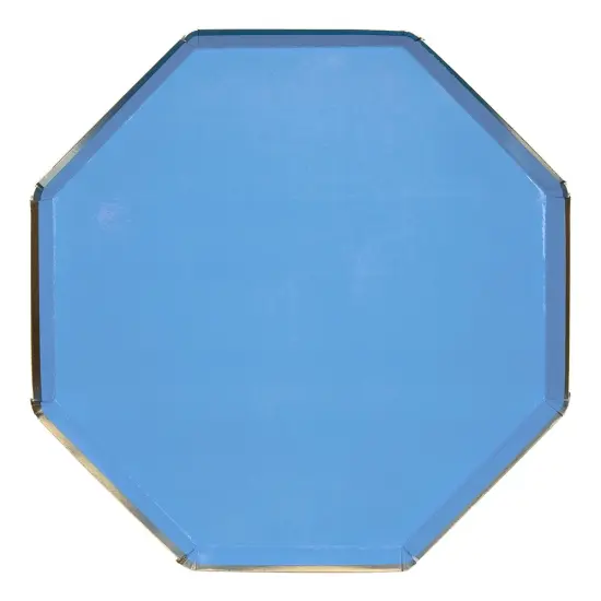 Blue Simply Solids Dinner Plate with Gold Trim &ndash; Elegant Paper Plates for Parties {1}