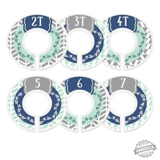 Toddler Child Closet Dividers, Closet Organizers, Toddler Size Dividers, Young Child Size Dividers, Boy, Woodland, Arrow, Tribal, Navy Blue, Mint, Grey (Toddler/Child) {2}