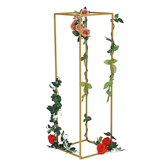 2 pcs 48-Inch tall Gold Matte Metal Geometric Stands Flower Vase Holders {1}