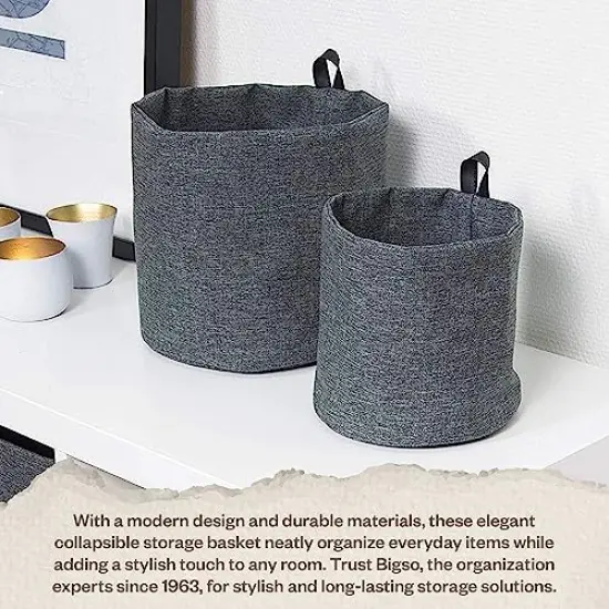 Soft Hang Around Hanging Storage Basket Small | Hanging Wall Basket for Organizing Everyday Necessities | Collapsible Wall Hanging Storage Basket for Closets | 6.7&Prime;x6.7&Prime; | Small | Grey {4}