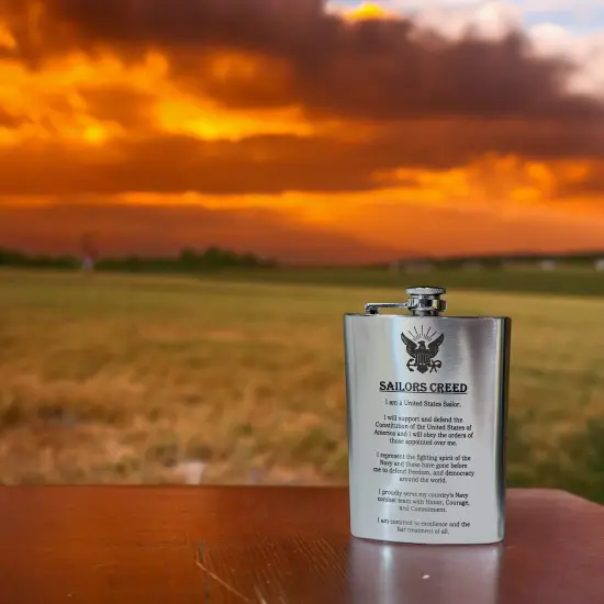 8oz Sailors Creed Flask Stainless Steel {5}
