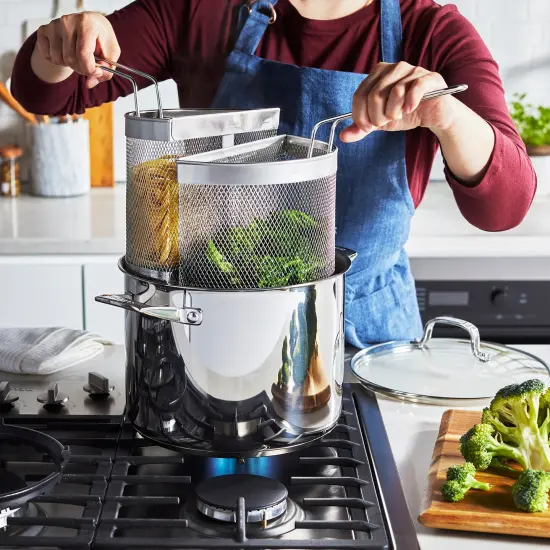 Henckels 8.5-qt Stainless Steel Pasta Pot with Lid and Strainers {6}