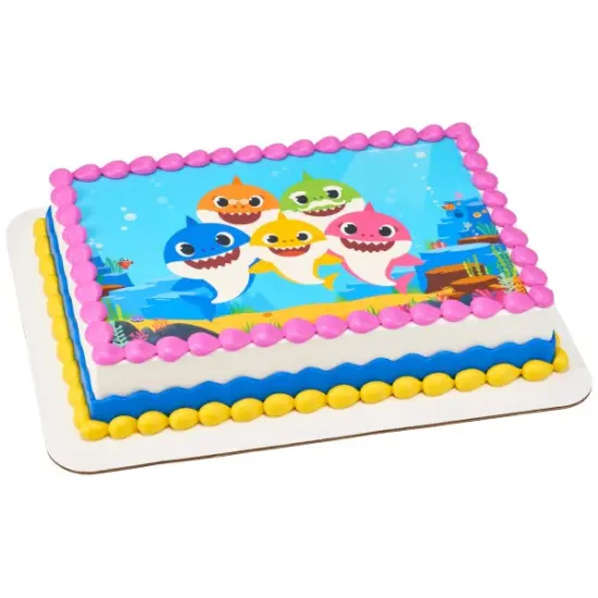 Baby Shark Jawsome! Edible Cake Topper Image - 1/4 Sheet {1}