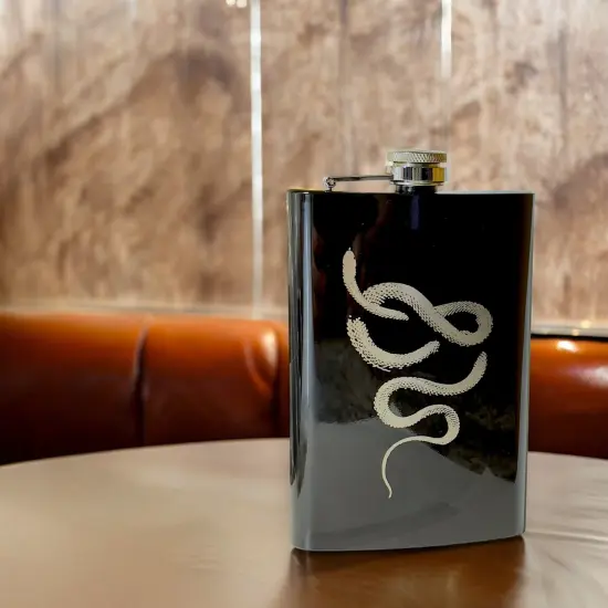 8oz Snake Coil Black Flask {2}