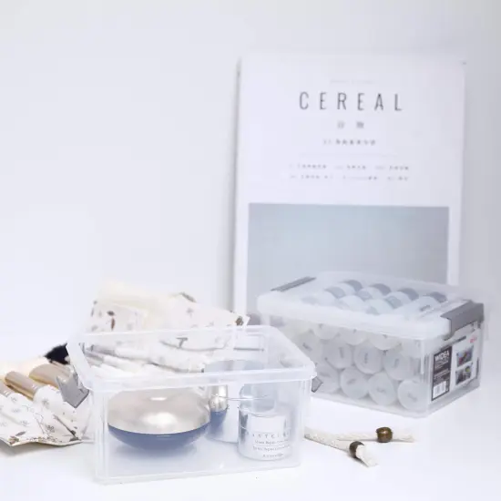 1.3 QT 6 Pieces Small Storage Bins Plastic Storage Container Stackable Box with Lids for Organizing, Clear White {4}