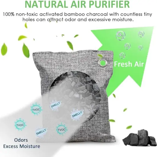 NIYIKOW&reg;- Charcoal Bags Odor Absorber (Large, 4Pack x 200g), Nature Fresh Bamboo Charcoal Air Purifying Bags {2}