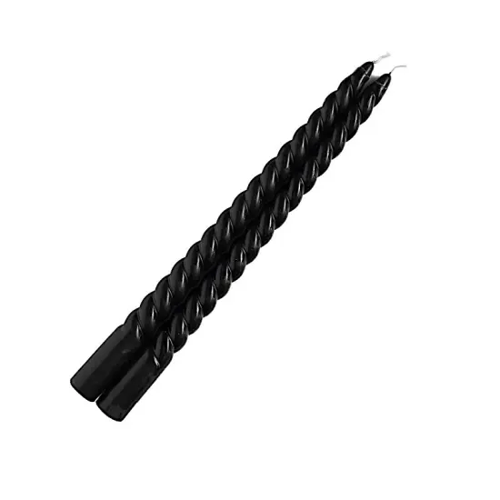 12 Unscented 11 in Long Spiral Premium Wax Taper CANDLES Black {1}