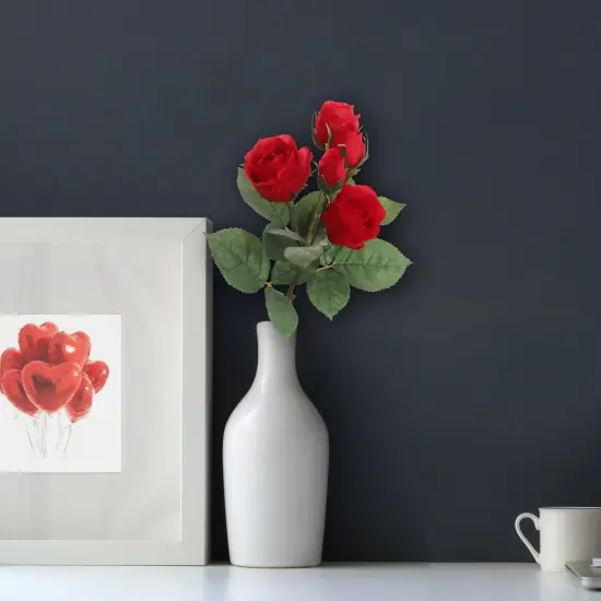 24-Pack: Red Rose Spray with 5 Lifelike Silk Flowers, Floral Home by Artificial Flowers {3}