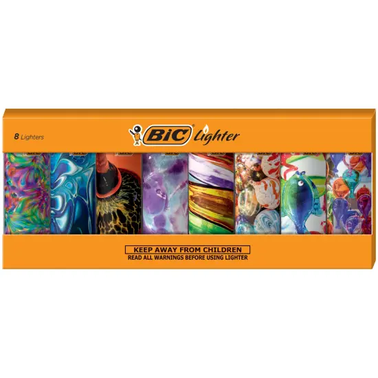 BIC Special Edition Blown Glass Series Maxi Pocket Lighters, Set of 8 Lighters {2}
