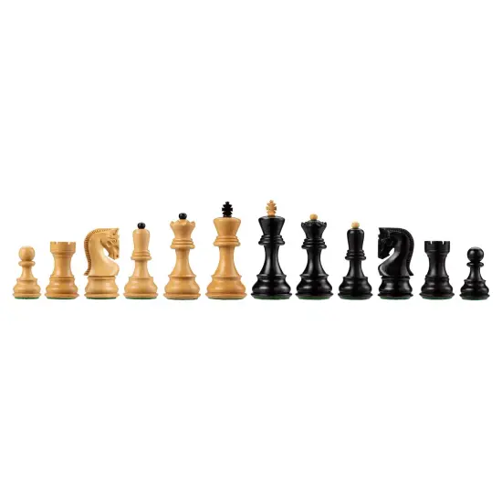 Bobby Fischer Zagreb Chess Pieces, Ebonized and Boxwood, 3.75 in. King {3}