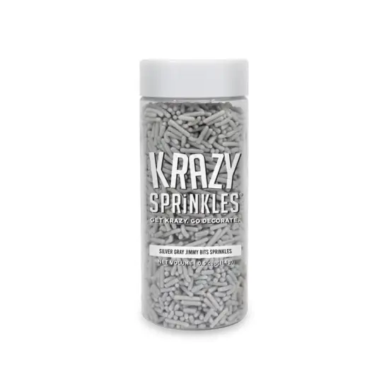 Krazy Sprinkles - Silver Gray Jimmies Edible Sprinkles (1/2 Cup 1x Jar) {3}