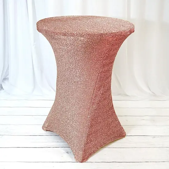36" Metallic Fitted Spandex Cocktail Tablecloth Red {4}