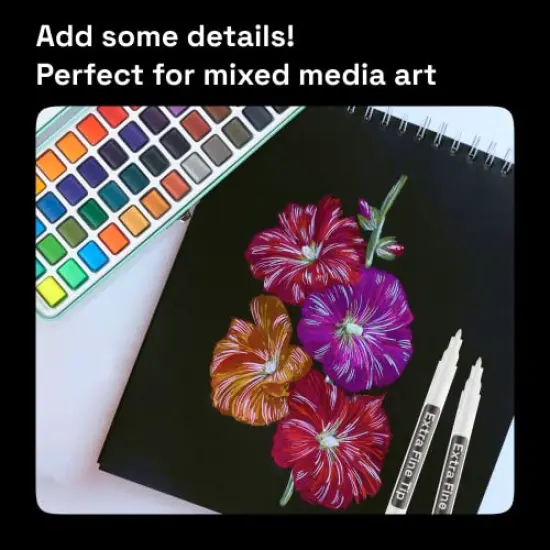 ARTISTRO White Paint Pen for Rock Painting, Stone, Ceramic, Glass, Wood, Tire, Fabric, Metal, Canvas. Set of 5 Acrylic Paint White Marker Water-based Extra-fine Tip {2}