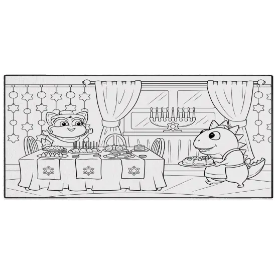 Hanukkah Kids Gift Washable Coloring Rug Coloring Poster Book Pages Chanukah Placemat Tablecloth Decoration Ornament Toddler Kindergarten {3}