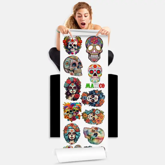 Day of the Dead (Día de Muertos) Sugar Skull: Direct-to-Film Transfer Gang Sheets - 22x60 {2}