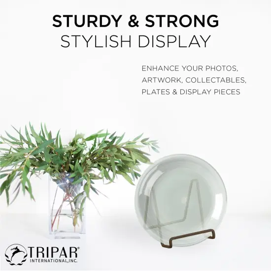 Square Metal Wire Stand, Mahogany Finish (3-Inch Depth) Tabletop Easel Sleek & Modern Look - Perfect for Books, Plates, Photos & More {3}