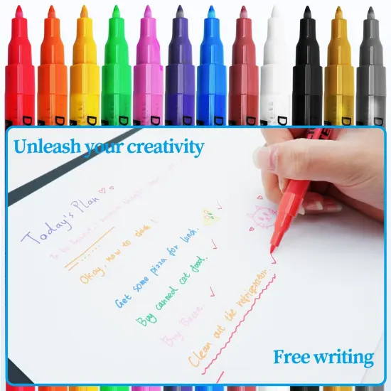 12 Colors Acrylic Paint Pens for Kid 0.7mm, Extra Fine Paint Pens Acrylic Markers Canvas, Rock Painting, Wood, Fabric, Ceramic, Stone, Metal, Art Supplies {6}