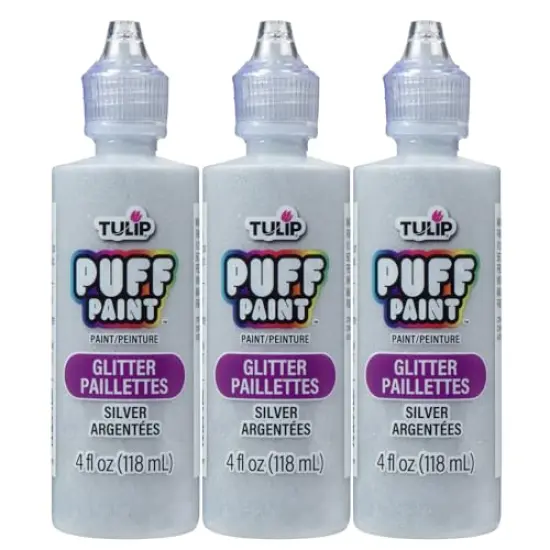 3 Pieces Dimensional Fabric Paint 4 oz Glitter Silver , 4 Fl Oz (Pack of 3), 3 Count {2}