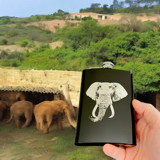 8oz BLACK Elephant Flask Laser Engraved V2 {5}