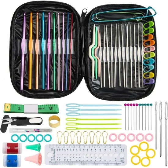 100pcs Tool Set Aluminum Crochet Hooks {2}