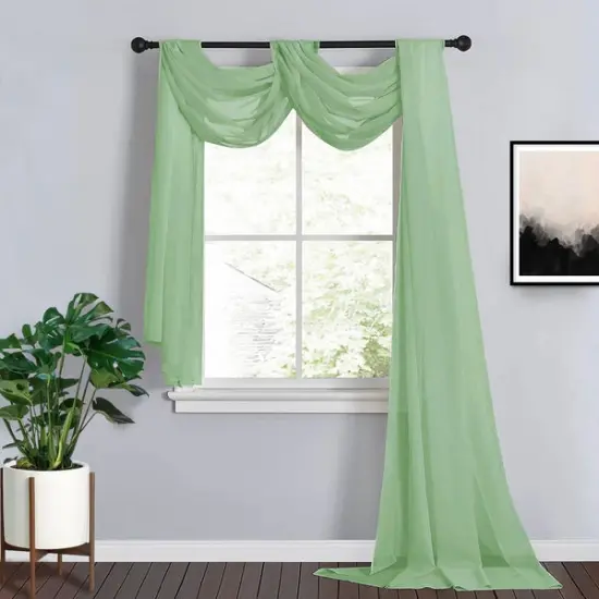 18 feet Sheer Organza CURTAIN Panel BACKDROP Drape Sage green {1}