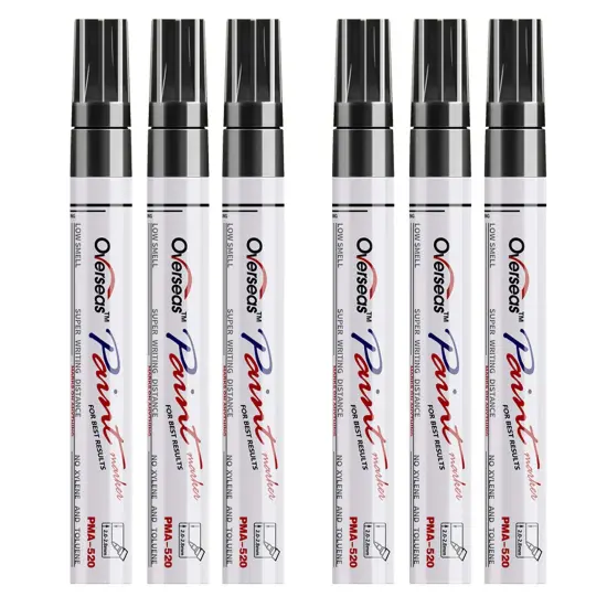 6 Pieces Black Paint Markers Pens - Single color Permanent Oil Based Paint Pen, Medium Tip, Quick Dry and Waterproof Marker for Rock, Wood, Fabric, Plastic, Canvas, Glass, Mugs, Canvas, Glass {2}