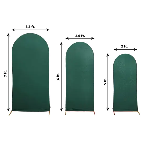 3 Fitted Matte Spandex Round Top Wedding Arch Backdrop STAND COVERS Hunter green {1}