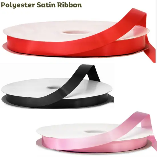 FabricLA Satin Ribbon 3/8 Inch | Polyester Satin Ribbon| 100 Yards Ribbon Ideal for Gifts & Crafting Pink {2}