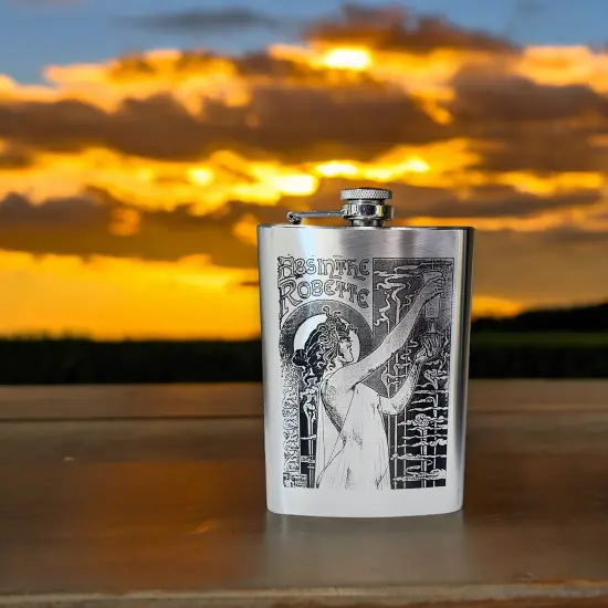 8oz Absinthe Robette Stainless Steel Flask {3}