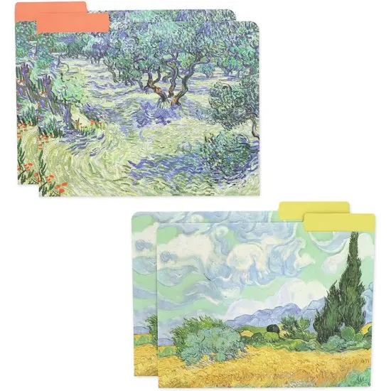 12x Van Gogh Decorative File Folder Letter Size 1/3 Cut Manilla Organizer {3}