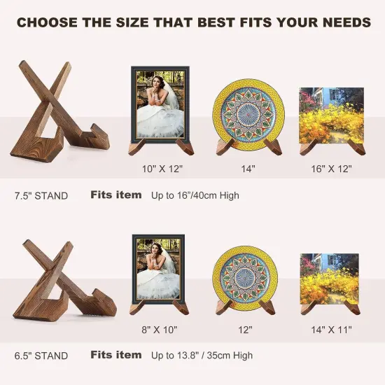 BOTSROOM Plate Stands for Display - 6.5 Inch Plate Holder Display Stand, Wooden Picture Frame Stand, Small Photo Stands for Table, Decorative Plaque Easels Stand for Display {2}
