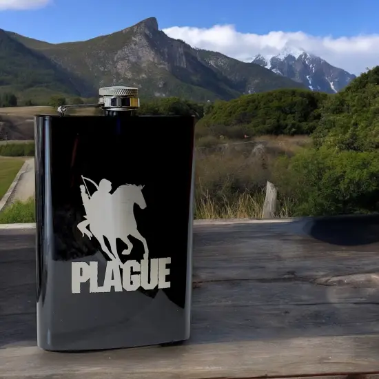 8oz BLACK Plague Four Horsemen of the Apocalypse Flask {4}