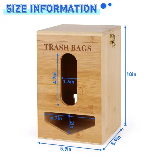 Trash Bag Holder Grocery Bag Holder Bamboo Garbage Bag Holder Wall Mounted Double Easy-Access Opening for Home Kitchen Cabinet Organization (Bamboo color) {6}