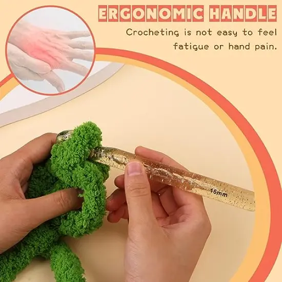 15mm Large Crochet Hook, Ergonomic Knitting Crochet Hooks, Huge Crochet Hook, Beginner Crochet Needle, Handle Crochet Supplies for Knitting Yarn Carpet Scarf Wool Roving {6}