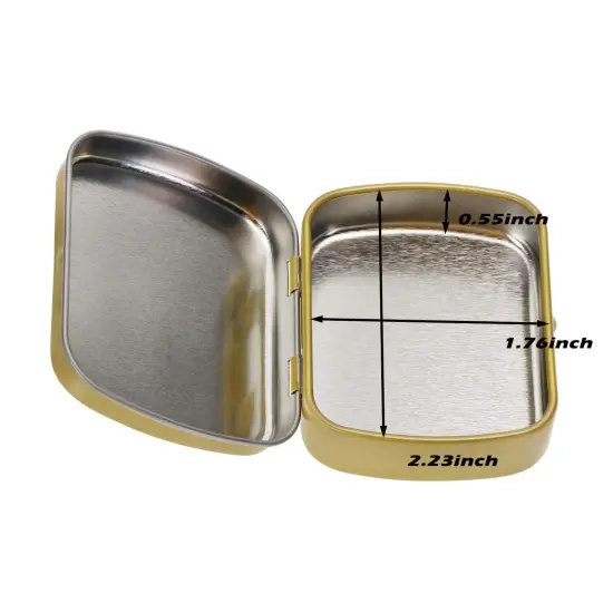 4 Pieces Metal Hinged Tin Box Rectangular Empty Small Hinged Tins Containers Storage Case for Pills Candies and Bead Earring Necklace Bracelet Jewelry Craft, Golden {4}