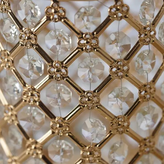 9" tall Crystal Beaded Metal Candle Holders Gold {4}