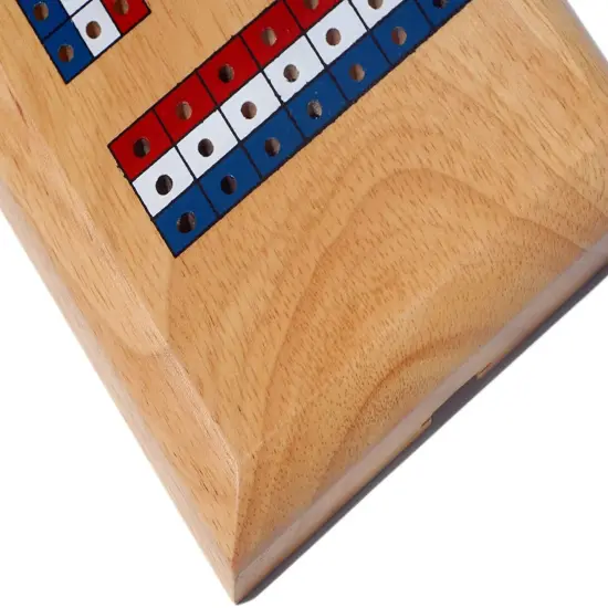 WE Games Classic Cribbage Set - Solid Wood TriColor Continuous 3 Track Board with Metal Pegs {5}