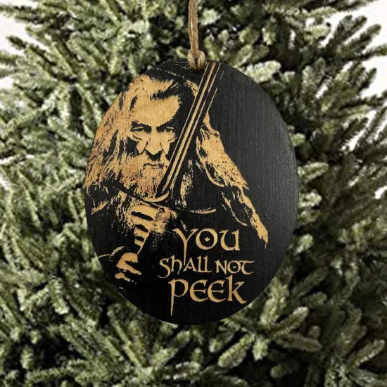 Ornament - You Shall Not Peek - Black Painted Wood 4x3in {2}