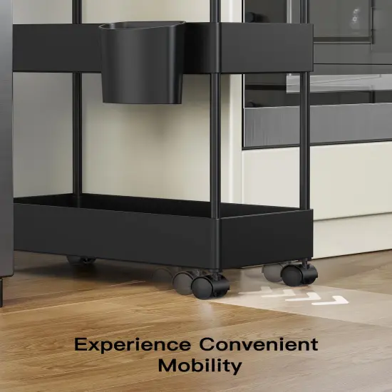 Slim Storage Cart with Wheels, Bathroom Cart Organizer Bathroom Storage Small, Rolling Cart for Bathroom, Laundry Room, Kitchen, Narrow Space, Black PIUC04 {4}
