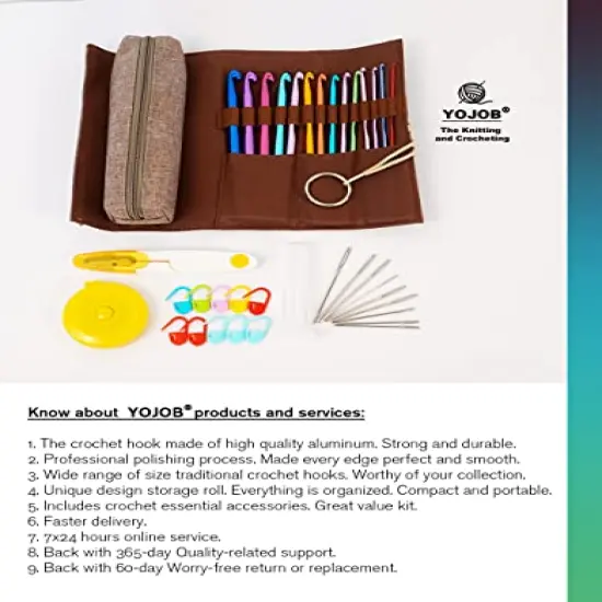 14 Sizes Crochet Hooks Kit, Super Smooth Crochet Hook Needle for Beginners or Advanced (Coffee) {1}