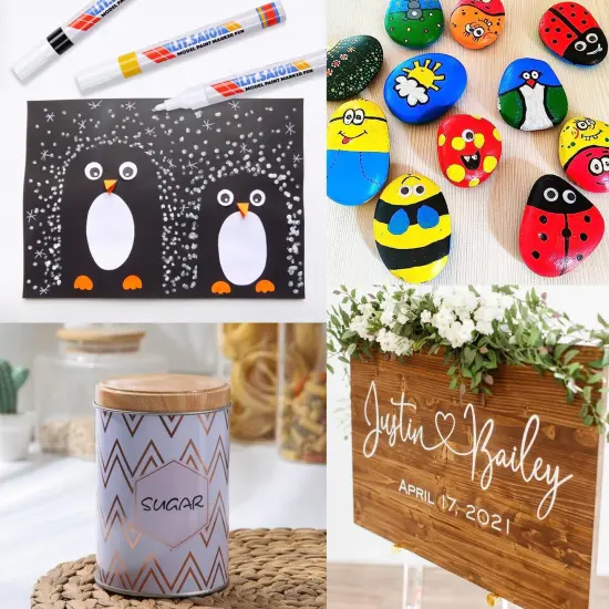 7 Pieces Color Paint Pen, Oil Based Paint Marker, Medium Tip Permanent Paint Markers, Quick Dry Waterproof Paint Pens for Wood Crafts, Rock, Ceramic, Tire, Glass, Fabric, Metal, Canvas {4}