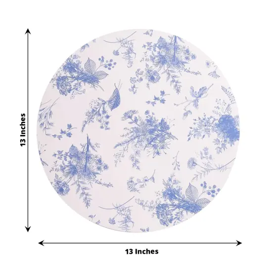 Floral Disposable Paper Charger Plates: Party Decor Blue {3}