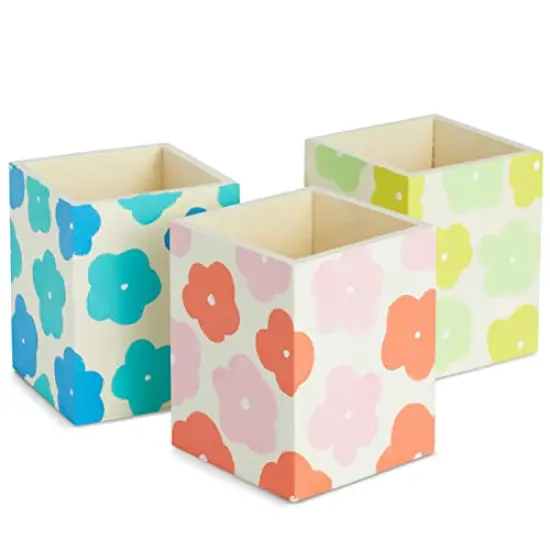 3 Pieces Unfinished Wood Pencil Holder Cups for Office - Pen Accessories Organizer and Storage for Classroom Desk (3 in) {5}