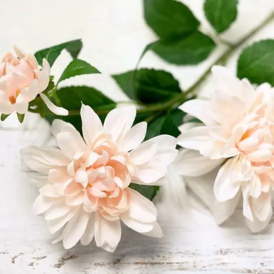 2 pcs 30-Inch Dahlia Spray Stems Silk Artificial Flowers White {4}