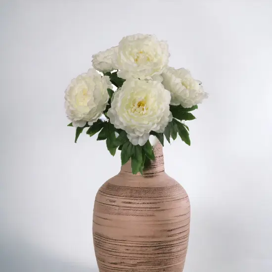 20" White Peony Bush - 12-Pack with 5 Lifelike Silk Flowers & Realistic Foliage, Elegant Floral Decor for Arrangements & Events - All-Season Beauty, Floral Home by Artificial Flowers {2}