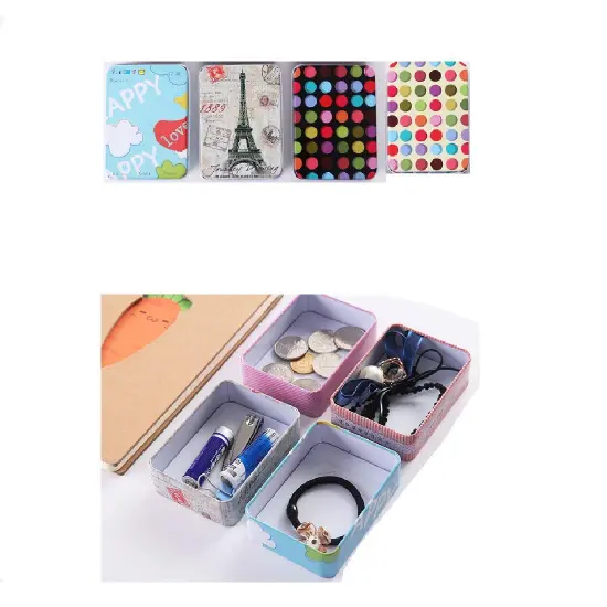 5 Pieces Metal Tins Box Containers 3.54 x 2.56 x 1.1 inch, Mini Portable Small Tins with Lids, Rectangular Case Empty Box for Candies, Pills, Earring,Jewelry Craft, Multi-Purpose Home Kitchen Office {6}
