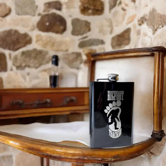8oz BLACK Bigfoot Tracker Flask {6}