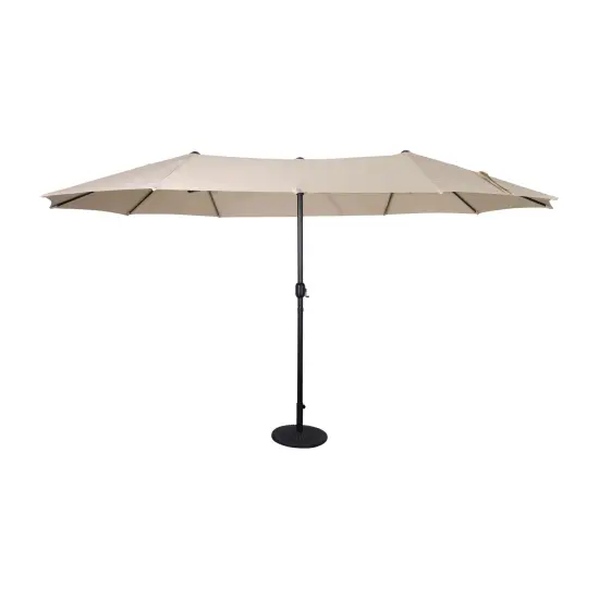 Merrick Lane Evanston 15 FT Triple Head Umbrella for Patio Use with Crank Handle, and Easy Lift Function Gray {12}
